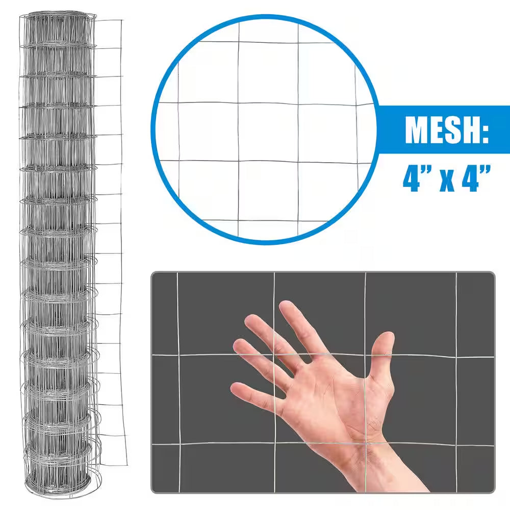 5 Ft. X 100 Ft. 16-Gauge Welded Wire Fence with 4 In. X 4 In. Mesh