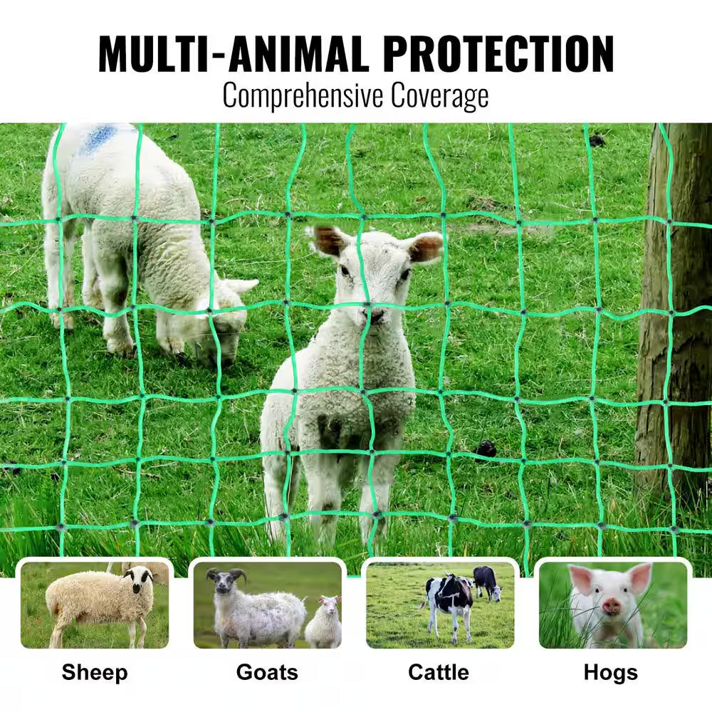 Electric Fence Netting 35 In. H X 164 Ft. L PE Fencing with Posts and Double-Spiked Stakes Portable Mesh, Cabinet Type