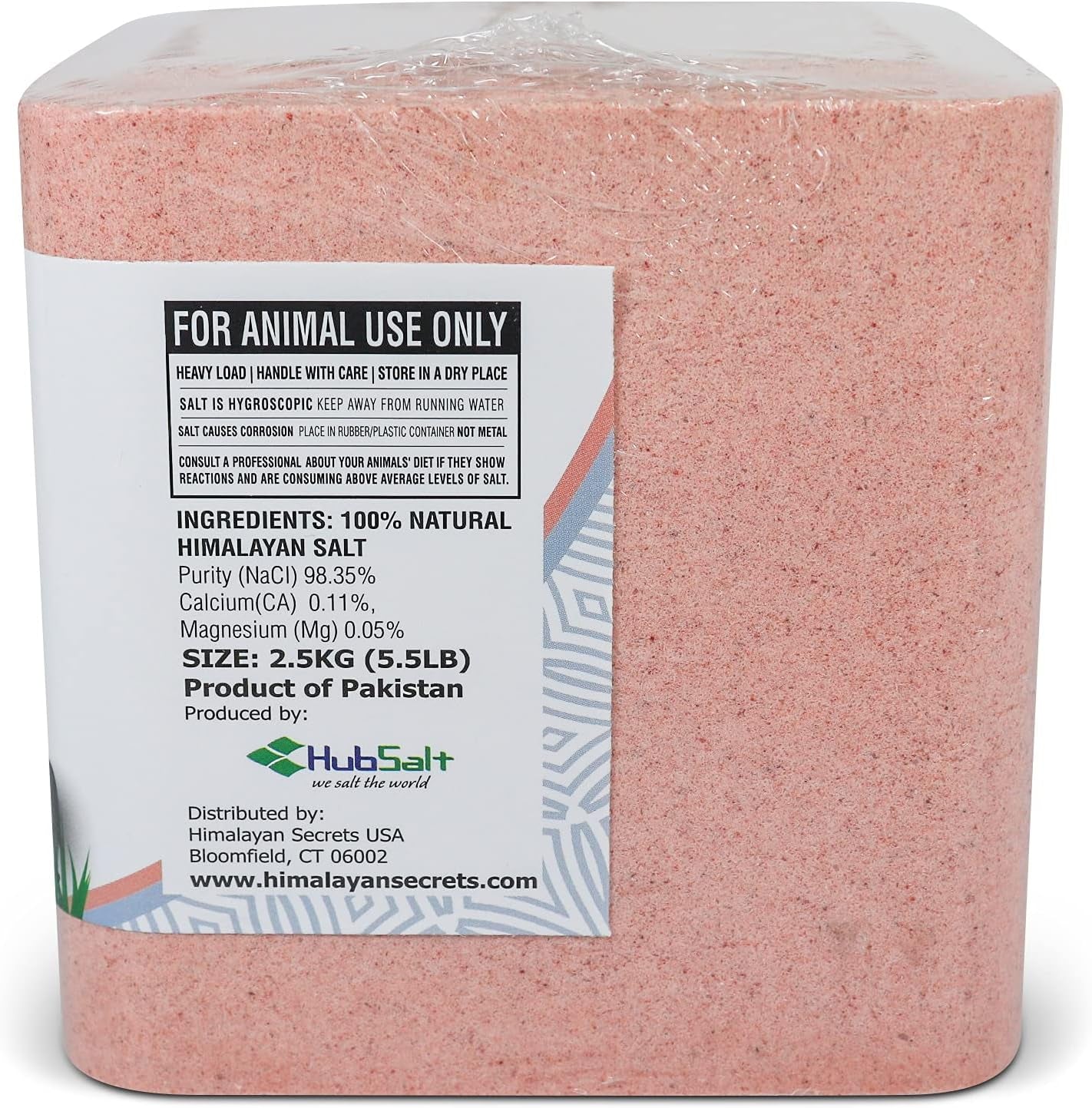 Salt Block for Deer & Horses – Compressed Mineral Salt Lick for Livestock, Cattle & Goats –  Pink Rock Salt Block (2.5LB/2KG, Block W/ Mounting Hole)