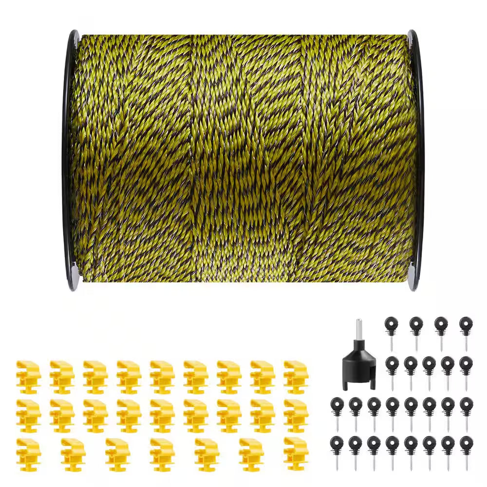 Electric Fence Wire 1640 Ft. 500M Polywire 1/8 In. Diameter 6 Stainless Steel Strands Fencing Rope with 25 Fence