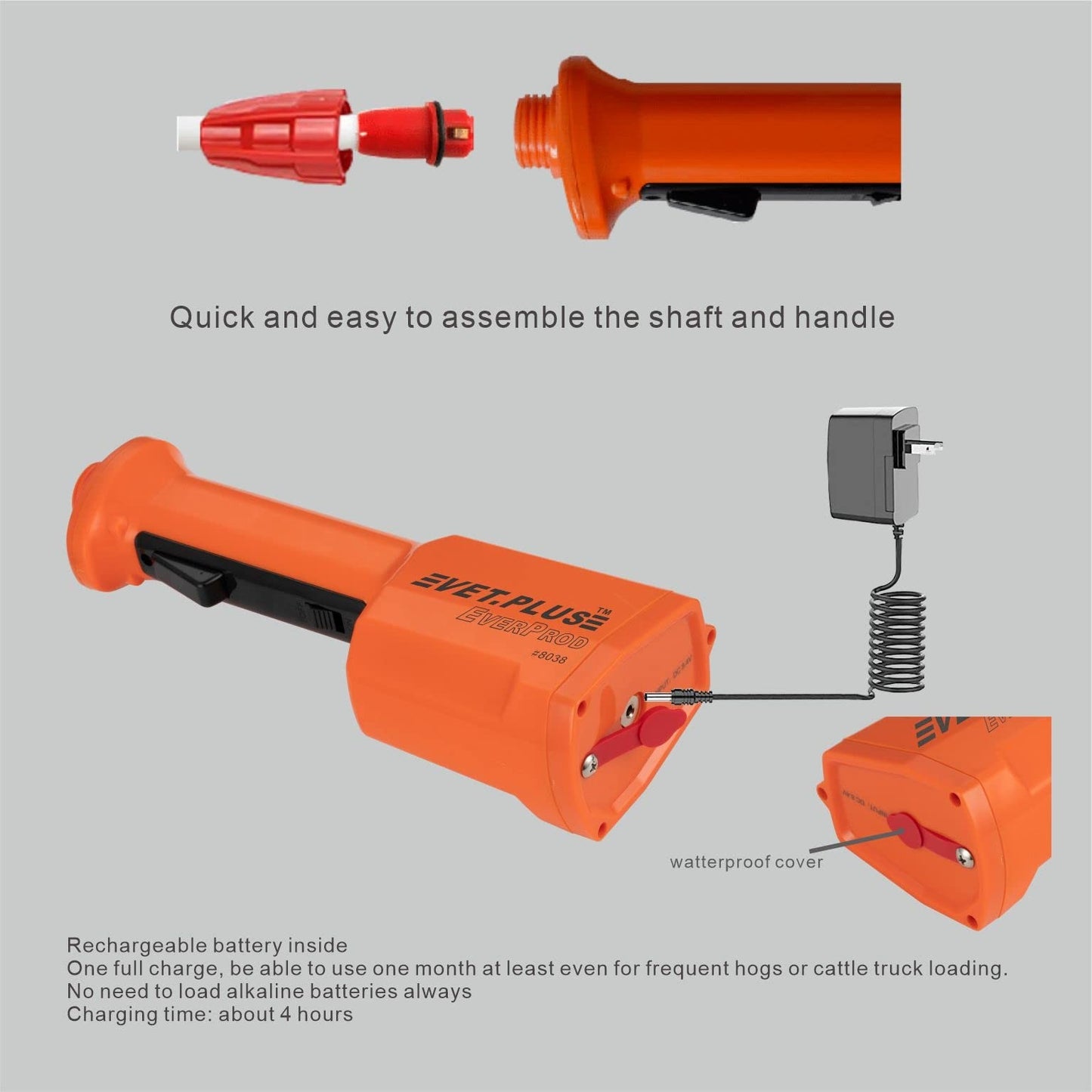 Rechargeable Waterproof Livestock Prod for Cattle & Large Dogs, 33.5"