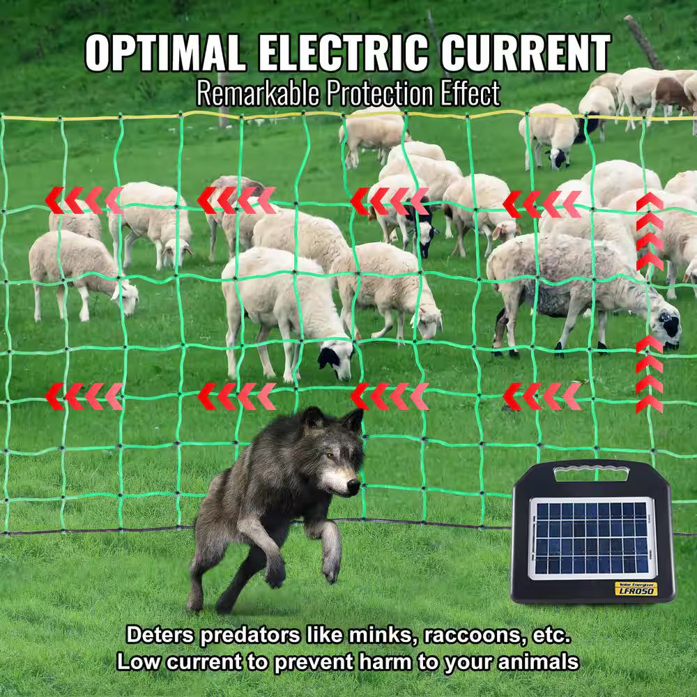 Electric Fence Netting 35 In. H X 164 Ft. L PE Fencing with Posts and Double-Spiked Stakes Portable Mesh, Cabinet Type