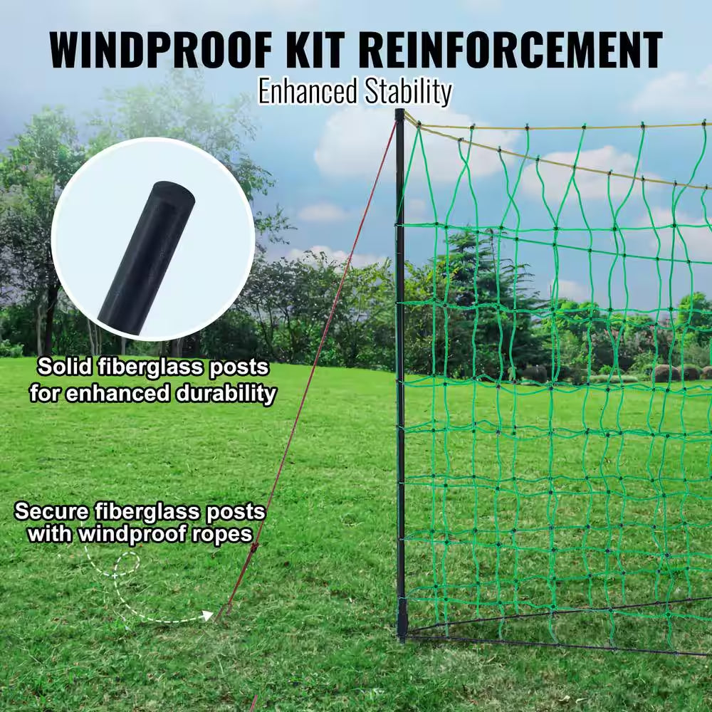 Electric Fence Netting 35 In. H X 164 Ft. L PE Fencing with Posts and Double-Spiked Stakes Portable Mesh, Cabinet Type