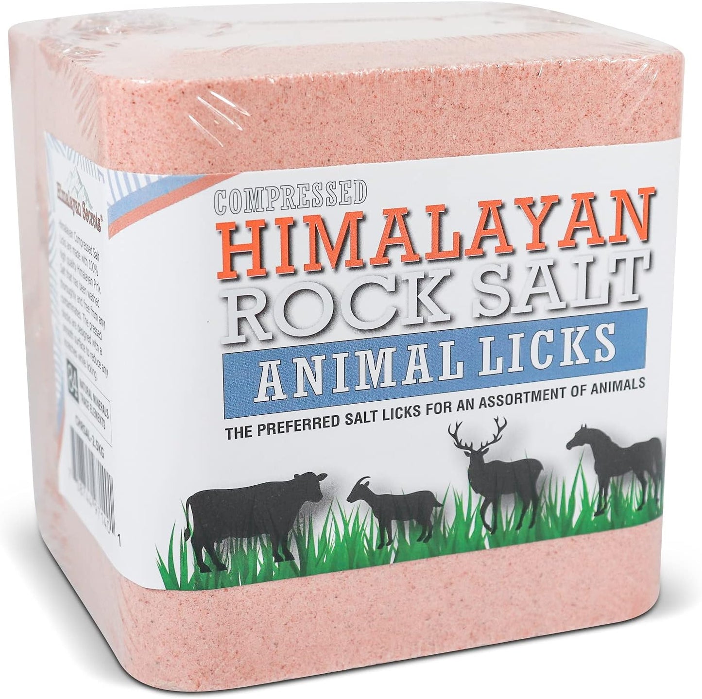 Salt Block for Deer & Horses – Compressed Mineral Salt Lick for Livestock, Cattle & Goats –  Pink Rock Salt Block (2.5LB/2KG, Block W/ Mounting Hole)