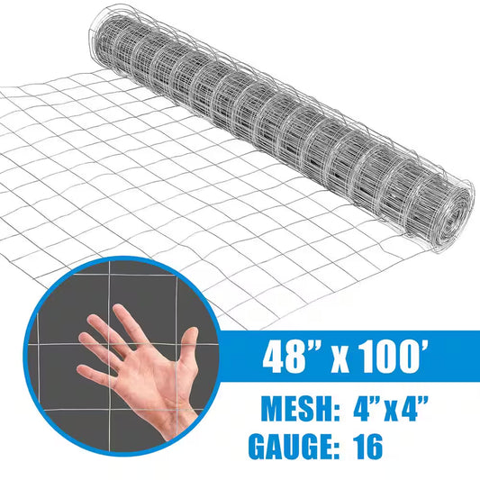 5 Ft. X 100 Ft. 16-Gauge Welded Wire Fence with 4 In. X 4 In. Mesh