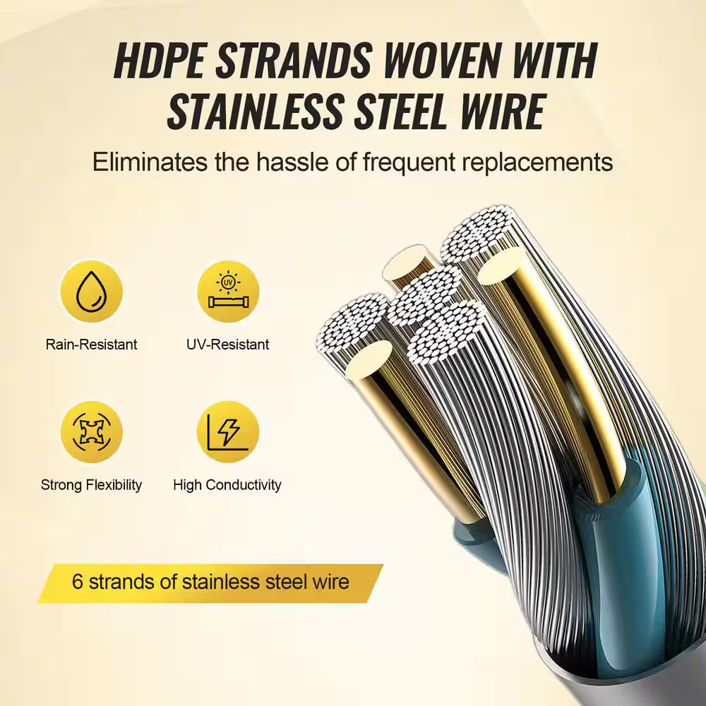 Electric Fence Wire 1640 Ft. 500M Polywire 1/8 In. Diameter 6 Stainless Steel Strands Fencing Rope with 25 Fence